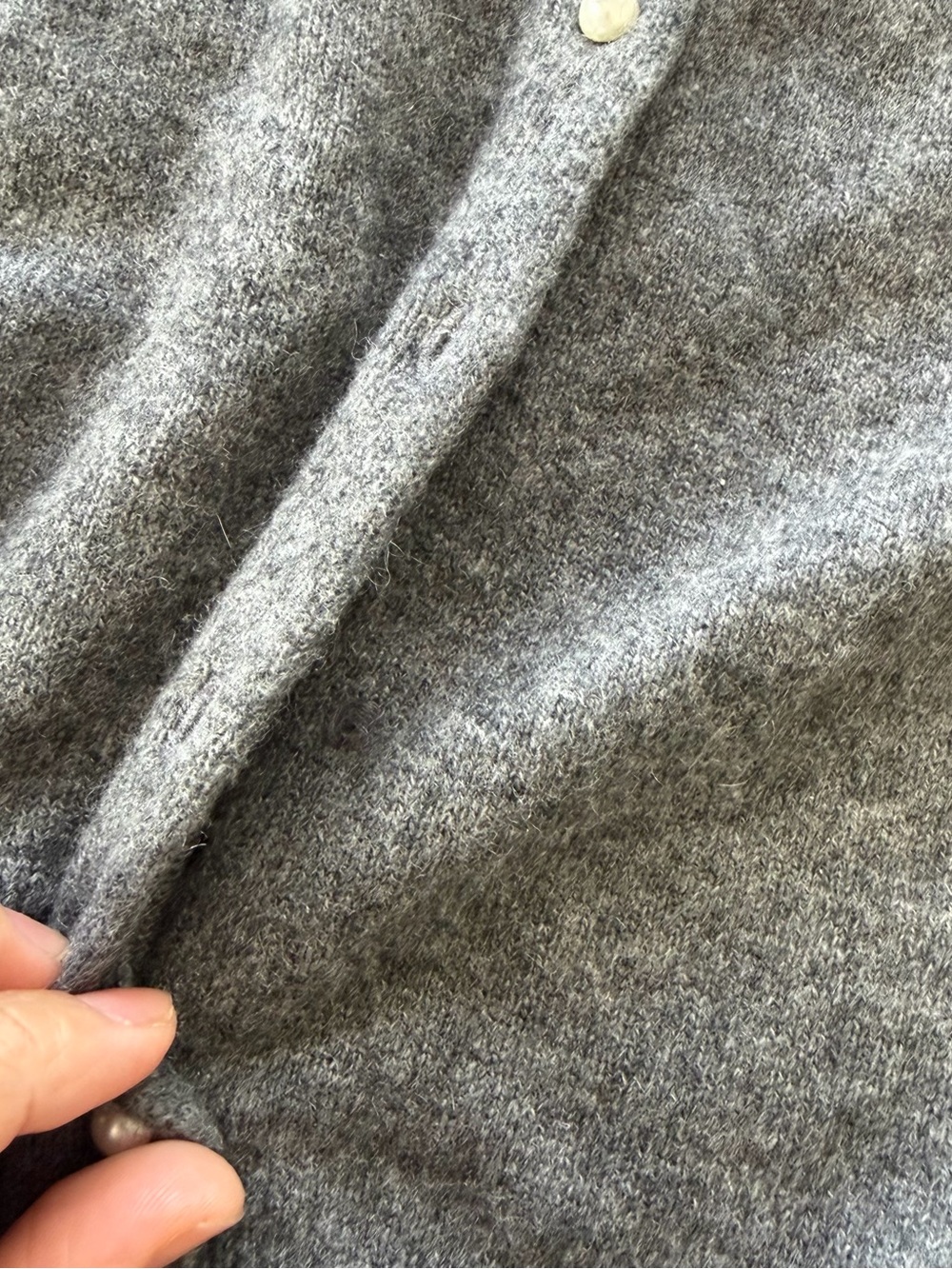 Evelyn Grace 100% Cashmere Knit Cardigan Sweater 1X Gray Button-up Minimalist. - Picture 11 of 14